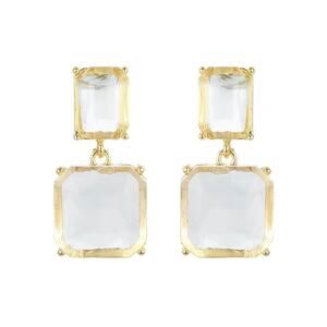 Gold Framed Crystal Drop Earrings